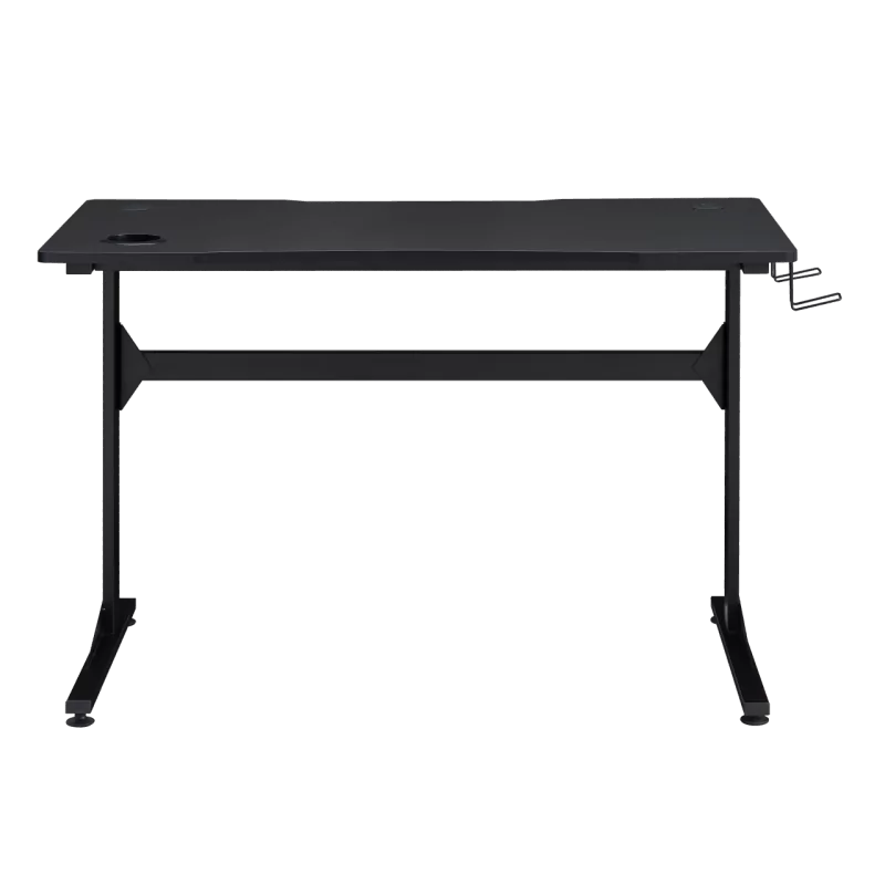 Bureau Gaming noir carbone – design pro avec double passe-câbles | Golddeco