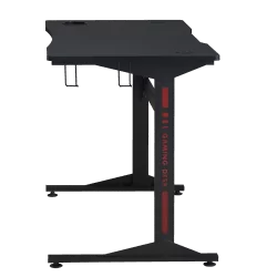 Bureau Gaming noir carbone – design pro avec double passe-câbles | Golddeco