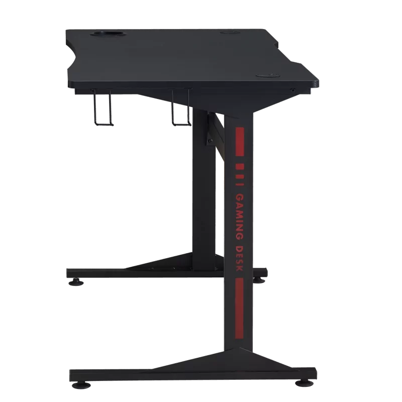 Bureau Gaming noir carbone – design pro avec double passe-câbles | Golddeco