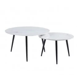 Tables basses marbre blanc brillant – Duo design Golddeco