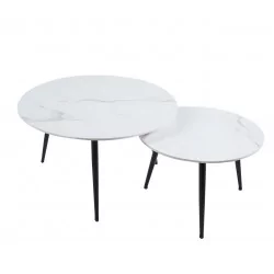 Tables basses marbre blanc brillant – Duo design Golddeco