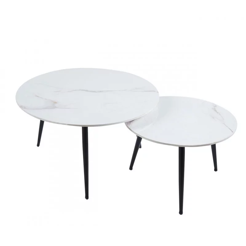 Tables basses marbre blanc brillant – Duo design Golddeco