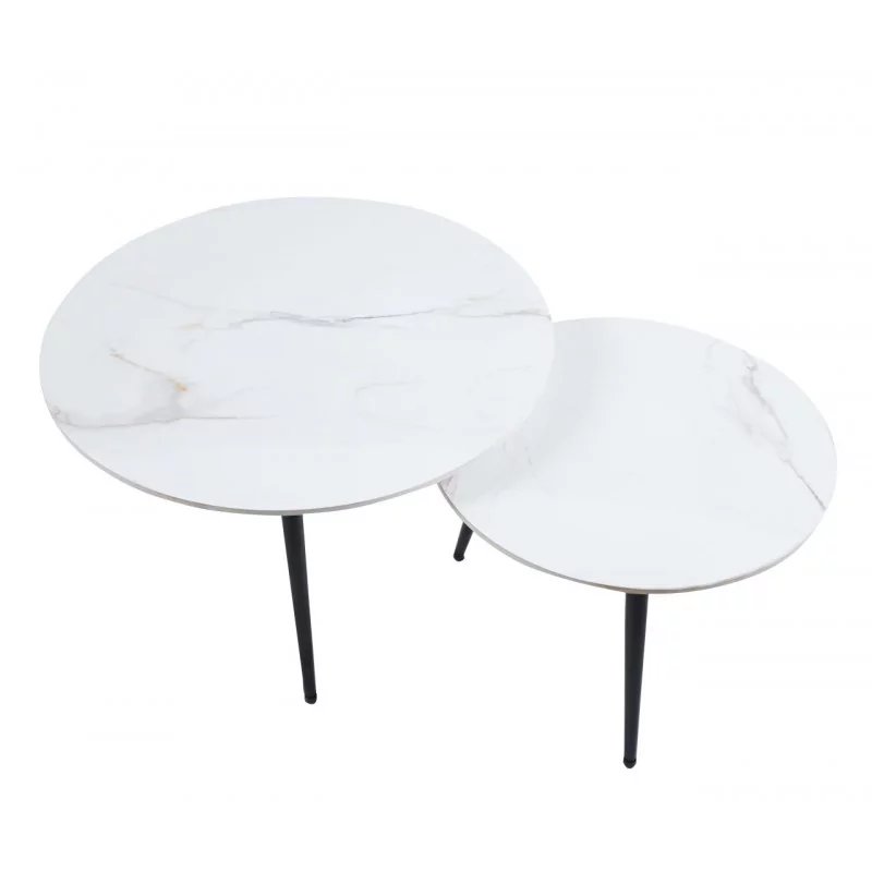 Tables basses marbre blanc brillant – Duo design Golddeco