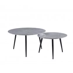 Tables basses aspect béton brillant – Duo industriel Golddeco