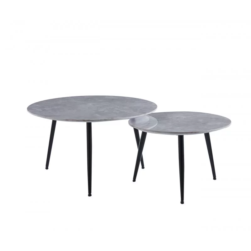 Tables basses aspect béton brillant – Duo industriel Golddeco