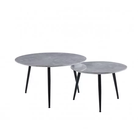 Tables basses aspect béton brillant – Duo industriel Golddeco