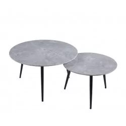Tables basses aspect béton brillant – Duo industriel Golddeco