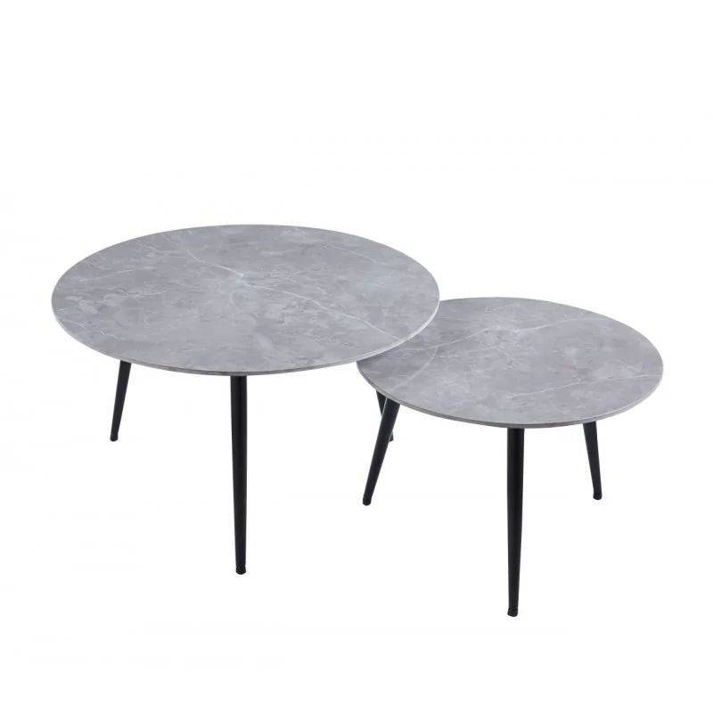 Tables basses aspect béton brillant – Duo industriel Golddeco