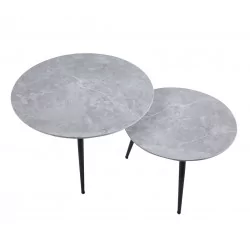 Tables basses aspect béton brillant – Duo industriel Golddeco