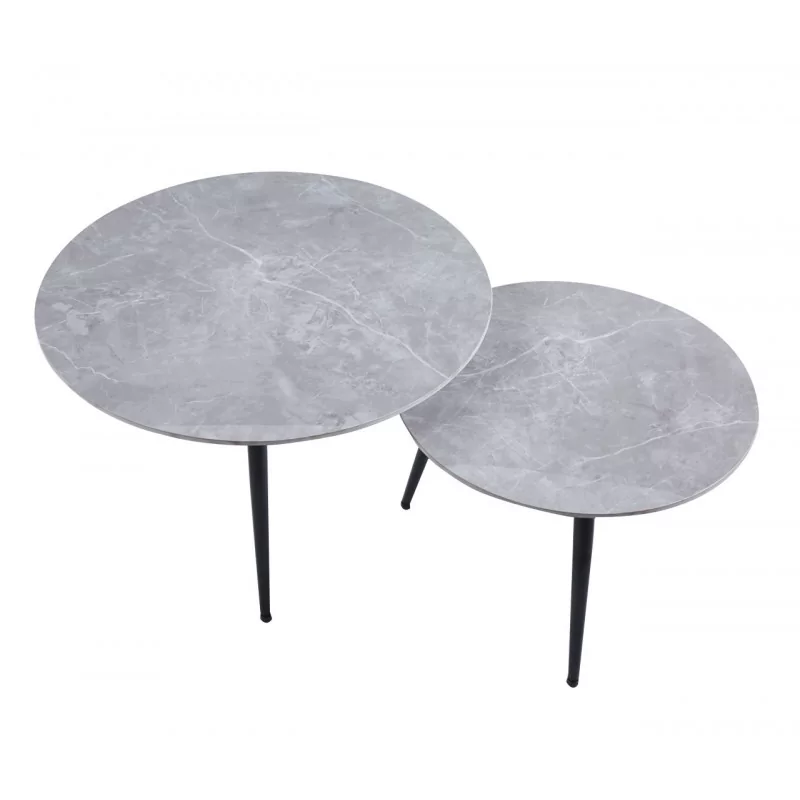 Tables basses aspect béton brillant – Duo industriel Golddeco