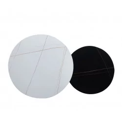 Tables basses rondes blanc & noir – Duo céramique mate Golddeco