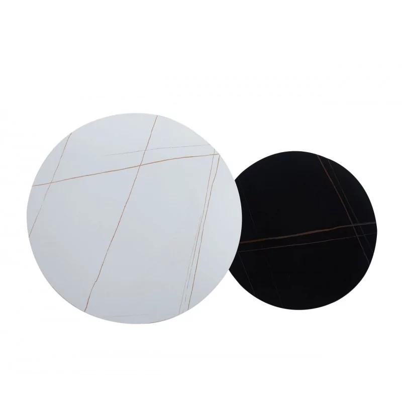 Tables basses rondes blanc & noir – Duo céramique mate Golddeco