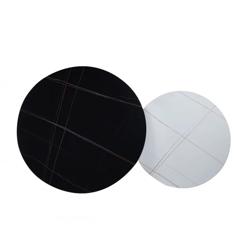 Tables basses aspect noir & blanc – Duo céramique mate Golddeco