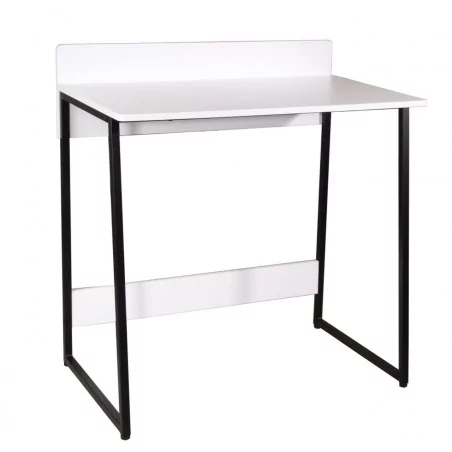 Bureau blanc design contemporain – plateau avec dosseret et structure noire | Golddeco