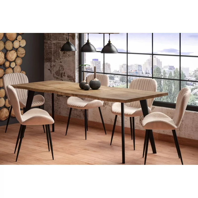 Table extensible Varenna – Chêne naturel & noir industriel