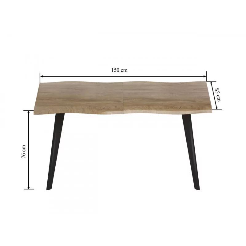 Table extensible Varenna – Chêne naturel & noir industriel