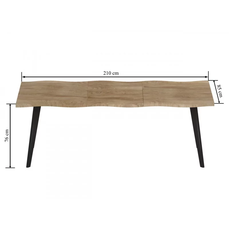 Table extensible Varenna – Chêne naturel & noir industriel