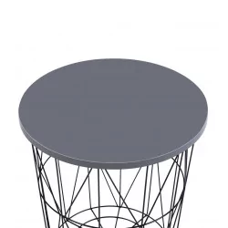 Table d’Appoint GEOMETRIA – Aspect Gris & Filaire Noir Moderne