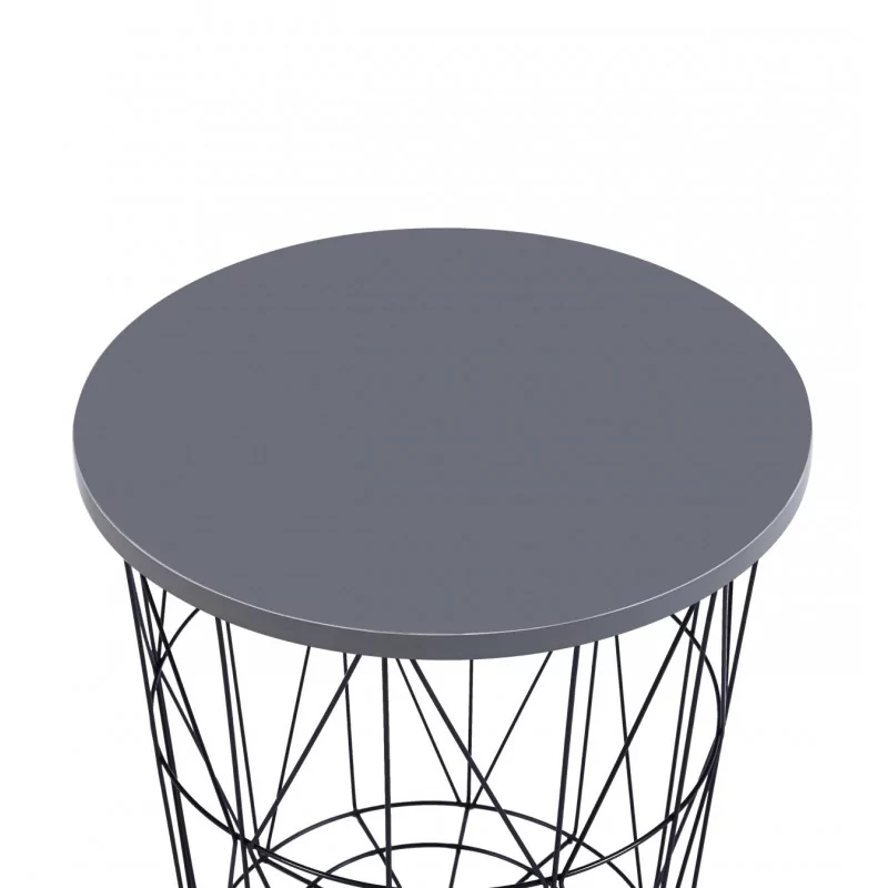 Table d’Appoint GEOMETRIA – Aspect Gris & Filaire Noir Moderne