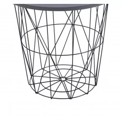 Table d’Appoint GEOMETRIA – Aspect Gris & Filaire Noir Moderne