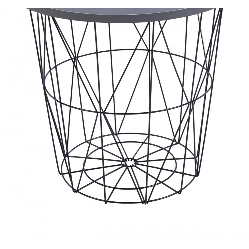 Table d’Appoint GEOMETRIA – Aspect Gris & Filaire Noir Moderne