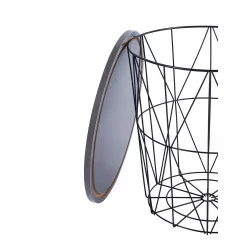 Table d’Appoint GEOMETRIA – Aspect Gris & Filaire Noir Moderne