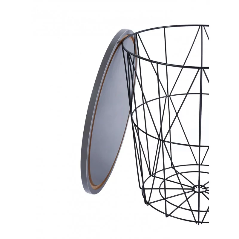 Table d’Appoint GEOMETRIA – Aspect Gris & Filaire Noir Moderne