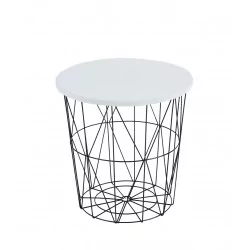 Table d’Appoint GEOMETRIA – Aspect Blanc & Design Filaire Noir