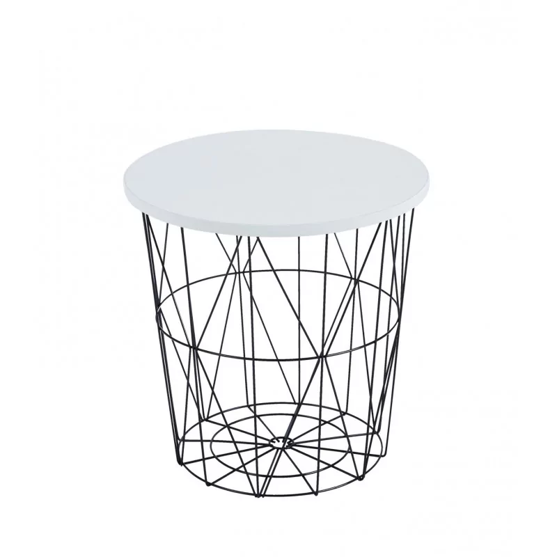 Table d’Appoint GEOMETRIA – Aspect Blanc & Design Filaire Noir