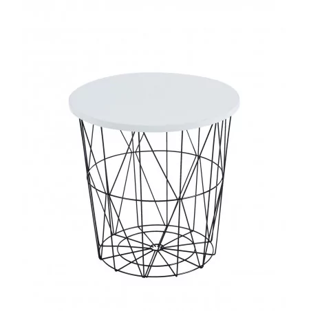 Table d’Appoint GEOMETRIA – Aspect Blanc & Design Filaire Noir