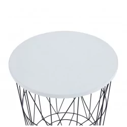 Table d’Appoint GEOMETRIA – Aspect Blanc & Design Filaire Noir