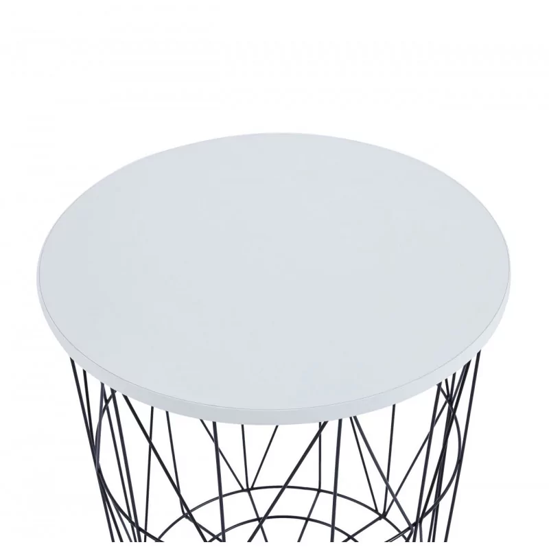 Table d’Appoint GEOMETRIA – Aspect Blanc & Design Filaire Noir