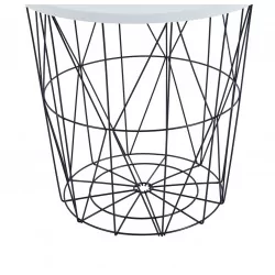 Table d’Appoint GEOMETRIA – Aspect Blanc & Design Filaire Noir