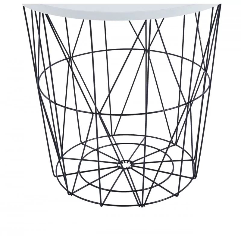 Table d’Appoint GEOMETRIA – Aspect Blanc & Design Filaire Noir