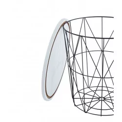 Table d’Appoint GEOMETRIA – Aspect Blanc & Design Filaire Noir