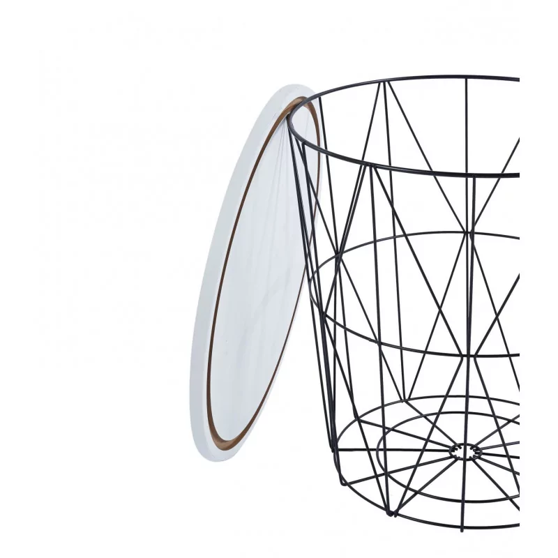 Table d’Appoint GEOMETRIA – Aspect Blanc & Design Filaire Noir