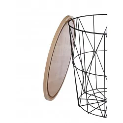 Table d’Appoint GEOMETRIA – Aspect Chêne Naturel & Base Filaire Noire