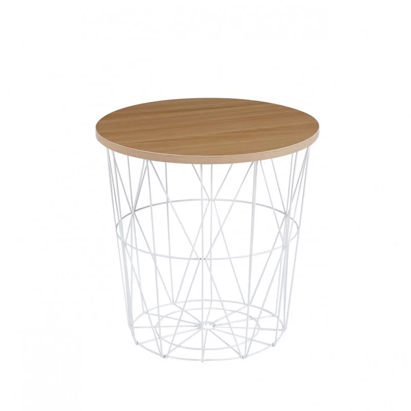 Table GEOMETRIA – Aspect Chêne Naturel & Base Filaire Blanche
