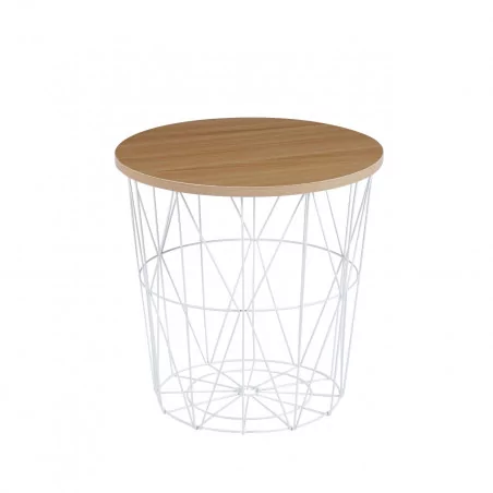 Table GEOMETRIA – Aspect Chêne Naturel & Base Filaire Blanche