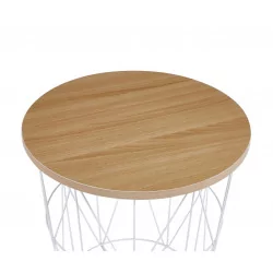 Table GEOMETRIA – Aspect Chêne Naturel & Base Filaire Blanche