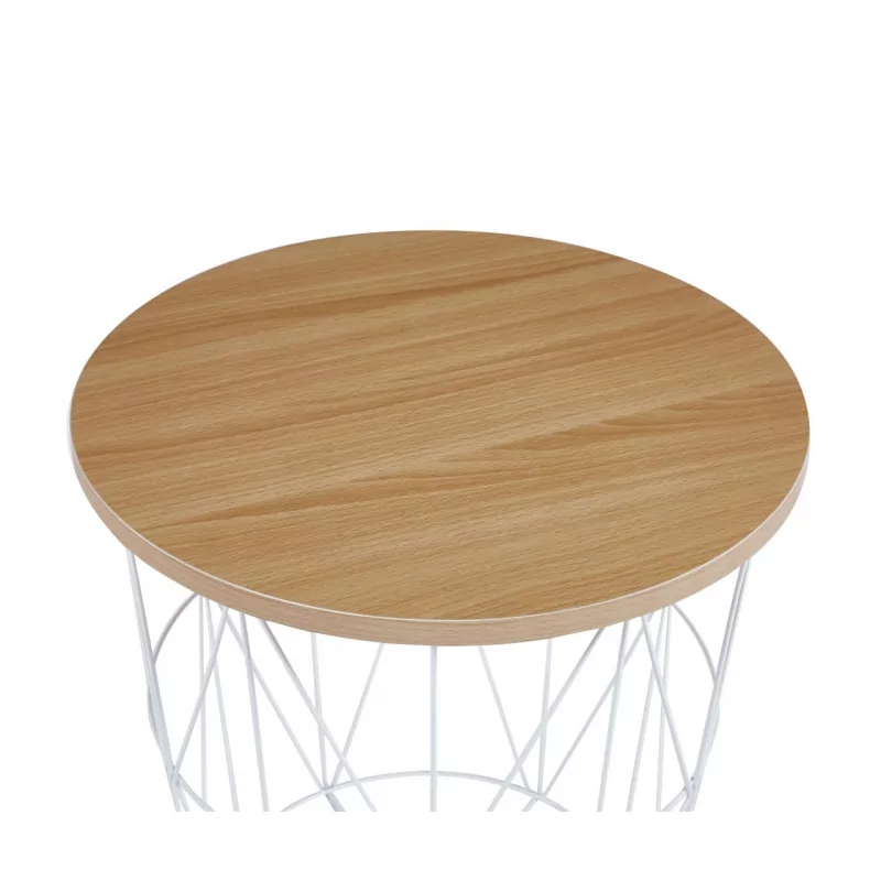 Table GEOMETRIA – Aspect Chêne Naturel & Base Filaire Blanche
