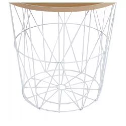 Table GEOMETRIA – Aspect Chêne Naturel & Base Filaire Blanche