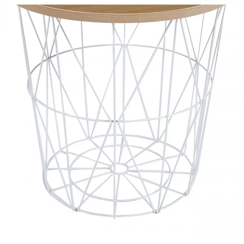 Table GEOMETRIA – Aspect Chêne Naturel & Base Filaire Blanche