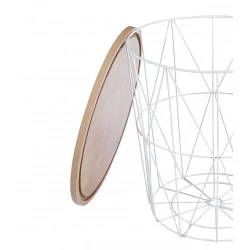 Table GEOMETRIA – Aspect Chêne Naturel & Base Filaire Blanche