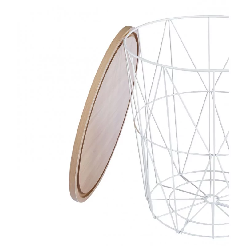 Table GEOMETRIA – Aspect Chêne Naturel & Base Filaire Blanche