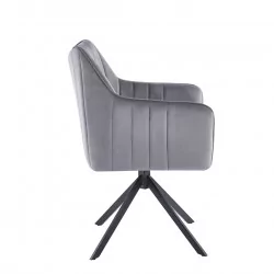 Fauteuil LEO velours gris – Pivotant 180° Golddeco