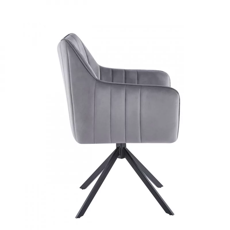 Fauteuil LEO velours gris – Pivotant 180° Golddeco