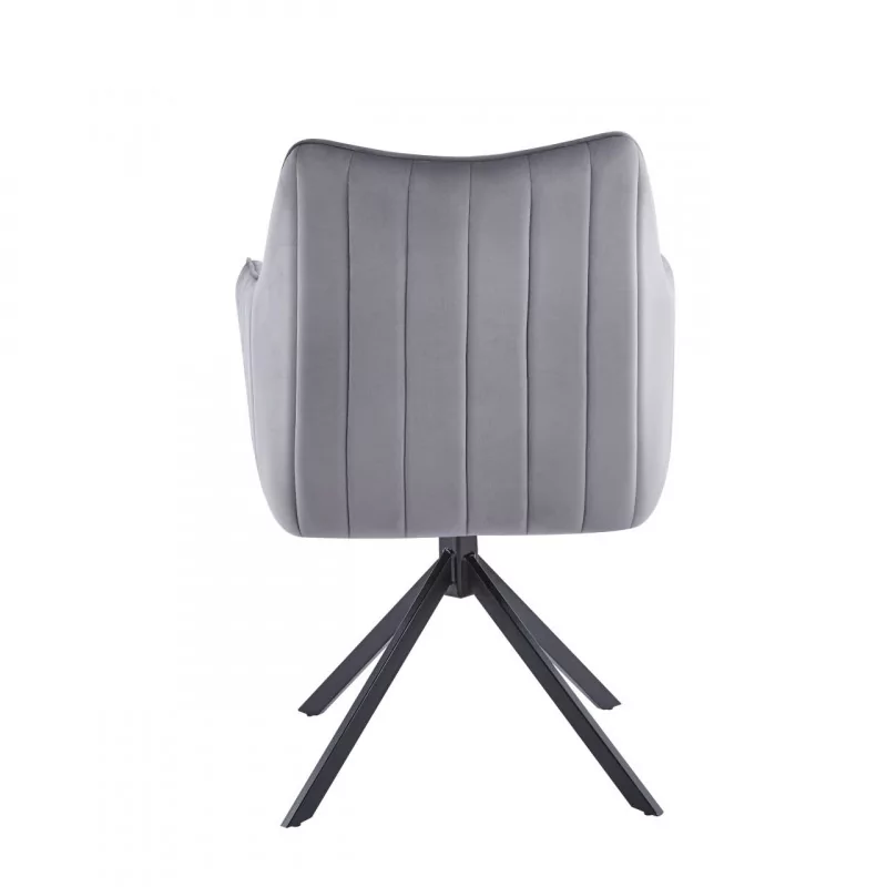 Fauteuil LEO velours gris – Pivotant 180° Golddeco