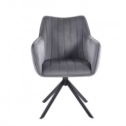 Fauteuil LEO velours gris – Pivotant 180° Golddeco