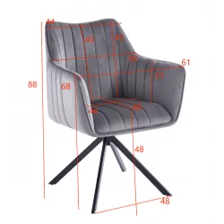 Fauteuil LEO velours gris – Pivotant 180° Golddeco